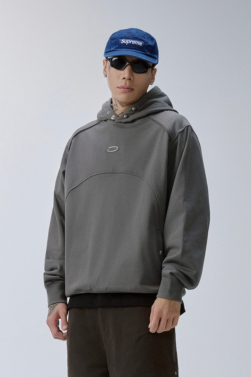 Metal Logo Snap Button Hoodie