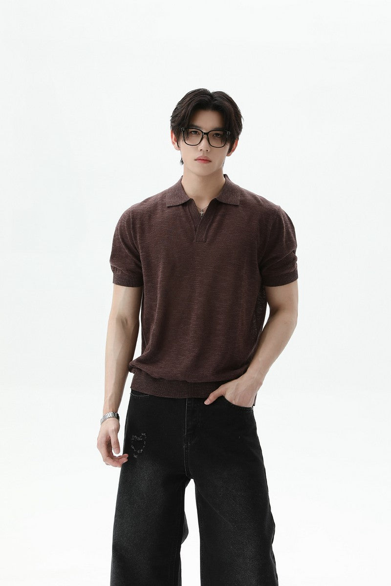 Textured V-Neck Lightweight Tee