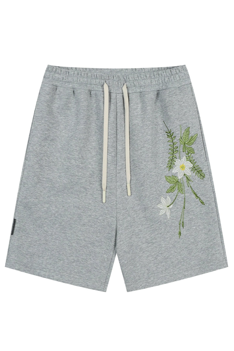 Floral Embroidered Sweat Shorts