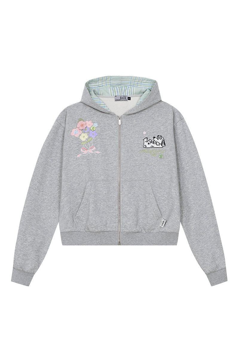Hand Drawn Dog Embroidered Hoodie