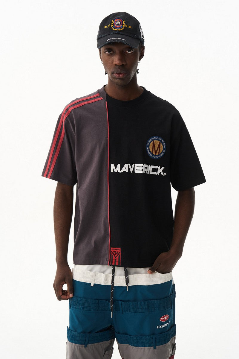 Colorblock Panel Embroidered Tee