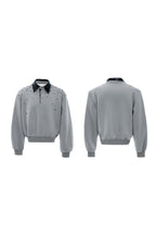 Pearl Sequin Colorblock Polo Sweatshirt