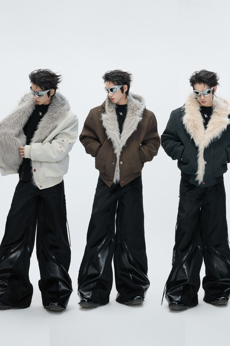 Faux Wolf Fur Puffer Jacket