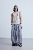 Pleated Plaid Wide Pants