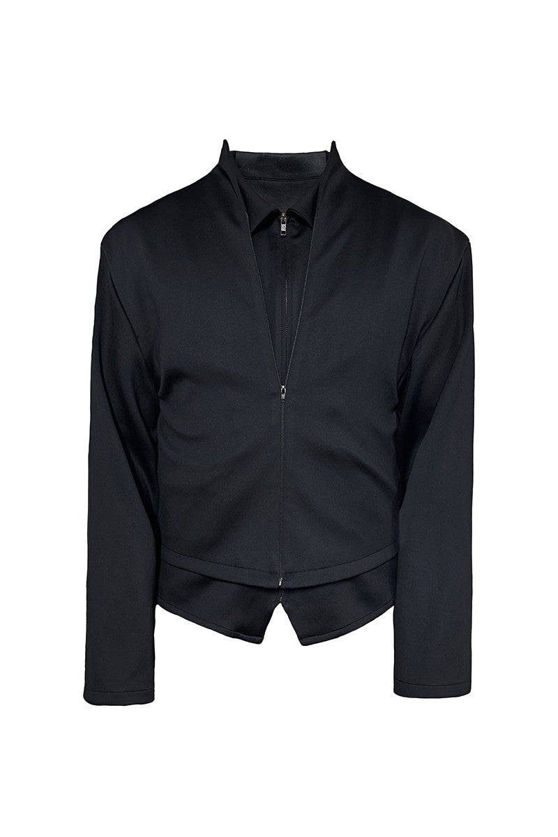 Layered Tencel Zip Overshirt
