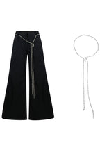Deconstructed Flare Pants with Chain