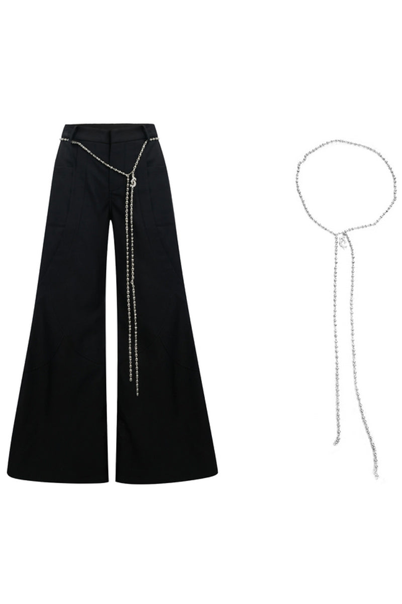 Deconstructed Flare Pants with Chain