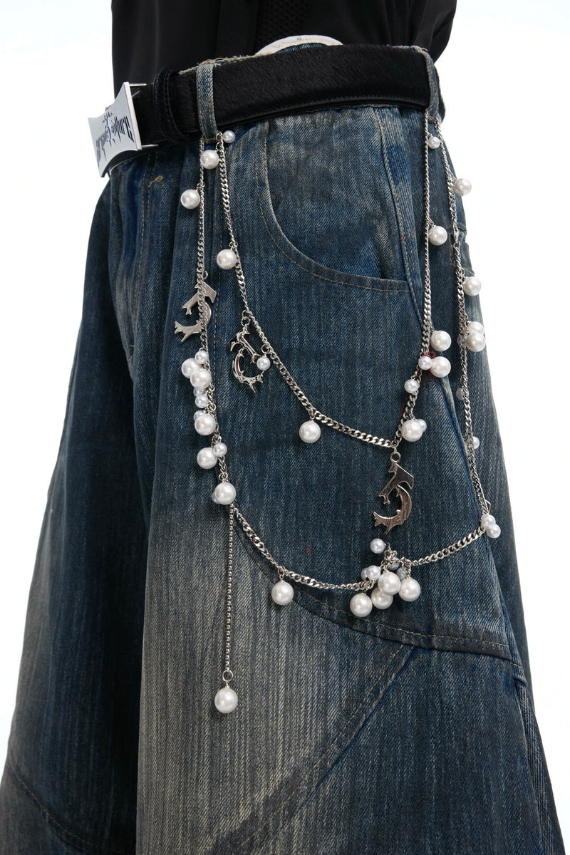 Raw Denim Pearl Wide-Leg Jeans