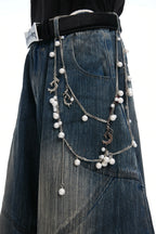 Raw Denim Pearl Wide-Leg Jeans