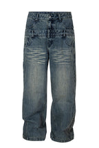 Washed Double Waist Jeans