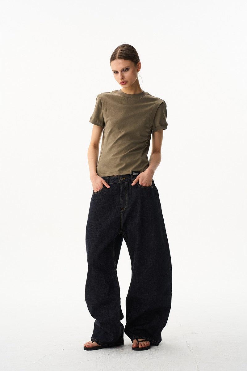 Raw Denim Barrel Jeans