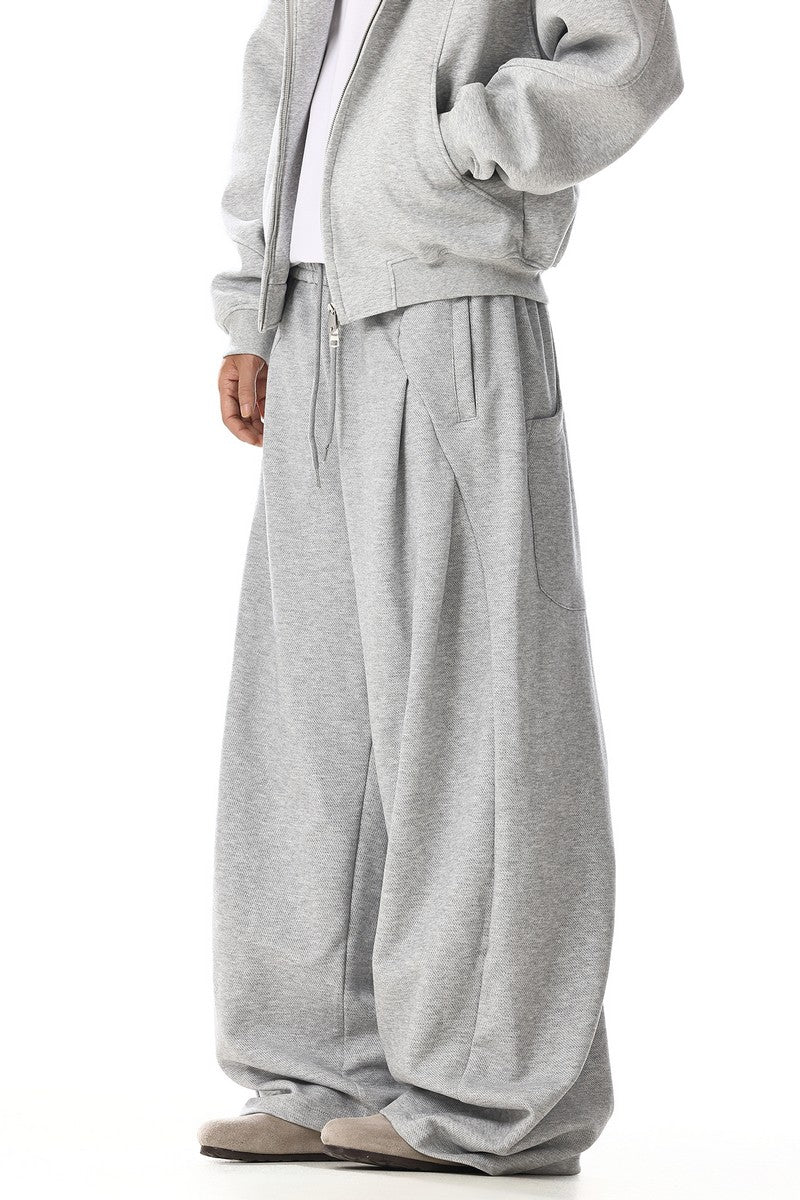 Grey Deconstructed Wide Sweatpants