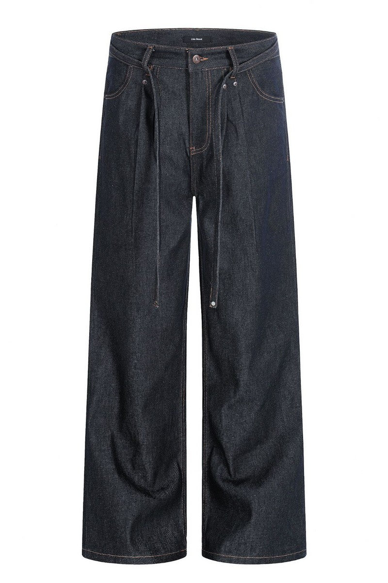 Drawstring Raw Denim Jeans