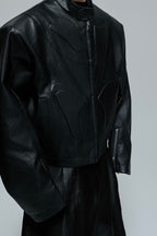Embossed Moto Armor Leather Jacket