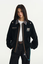 Turquoise Suede Patchwork Jacket