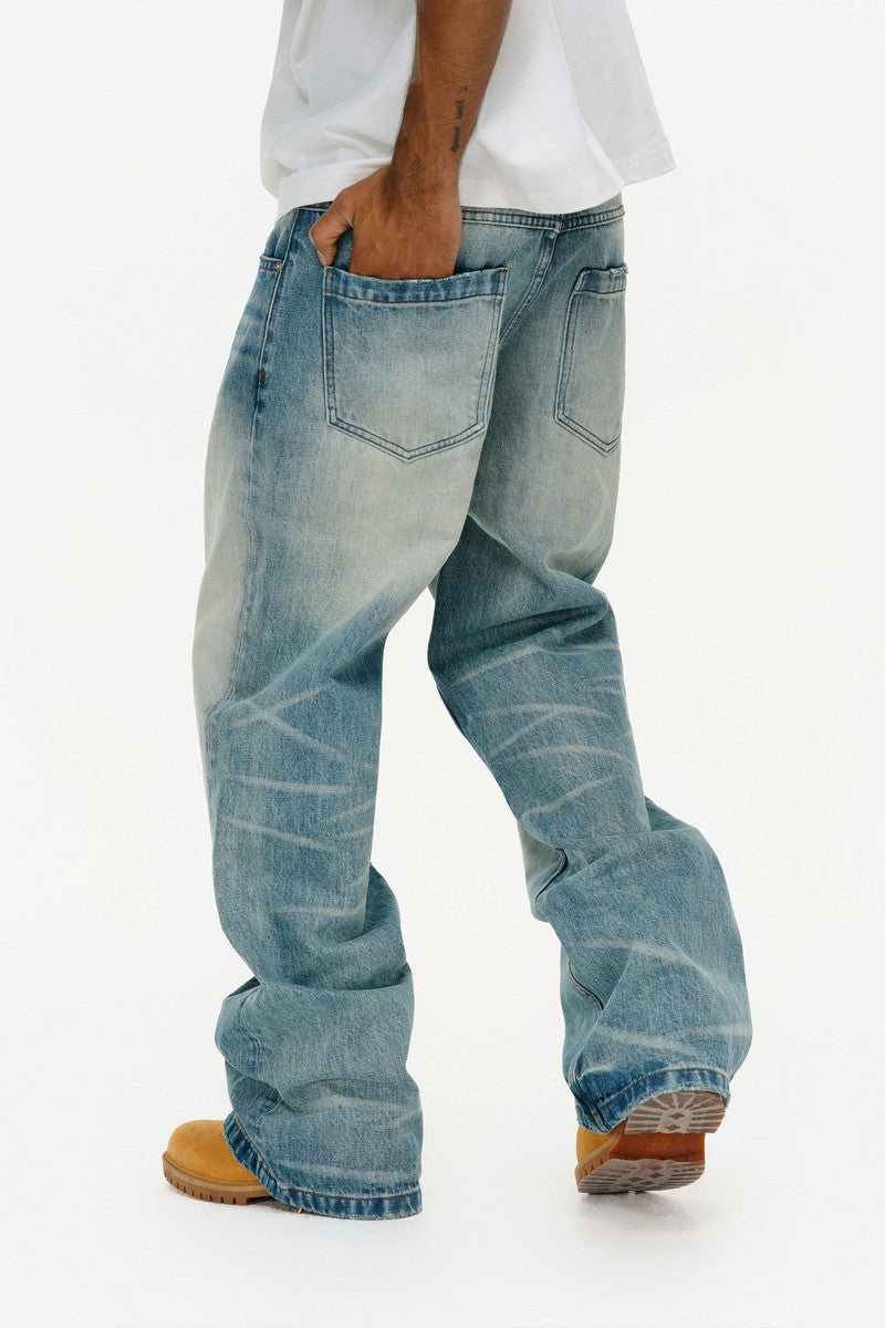 Washed Blue Vintage Straight Jeans