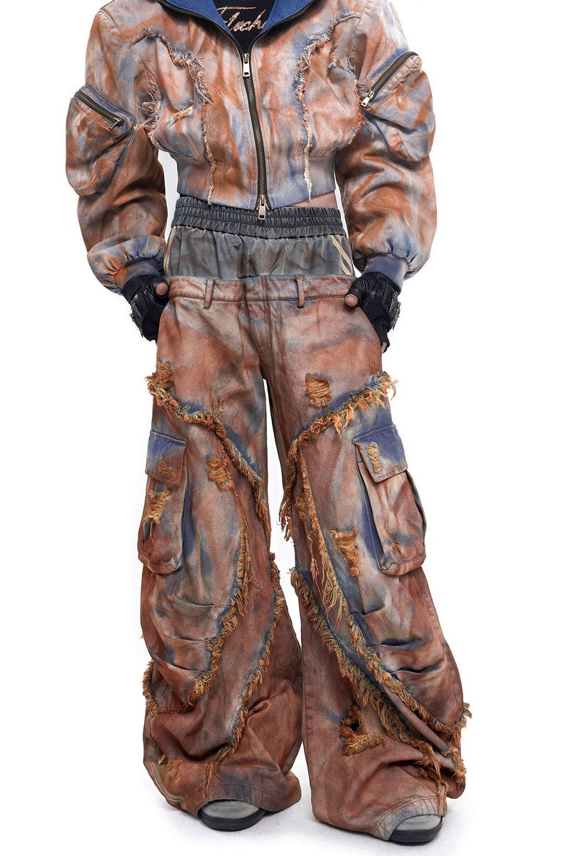 Dyed Deconstructed Layered Jeans