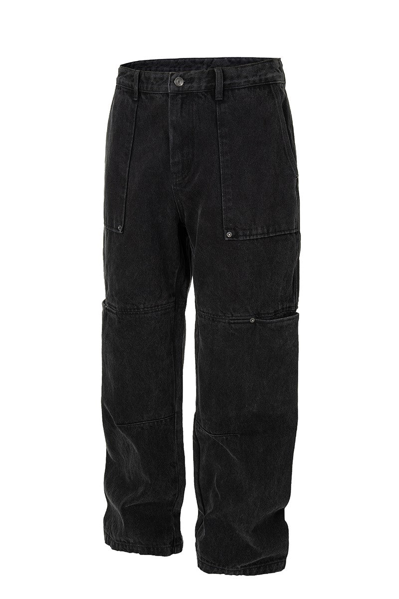 Washed Multi Pocket Cargo Jeans