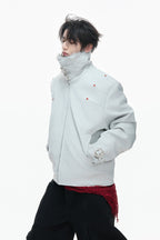 Snake Print Puffer Leather Jacket