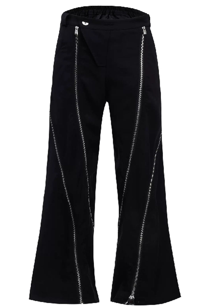 Deconstructed Zipper Flare Trousers