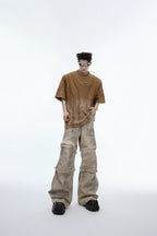 Distressed Sand Wash Cargo Pants