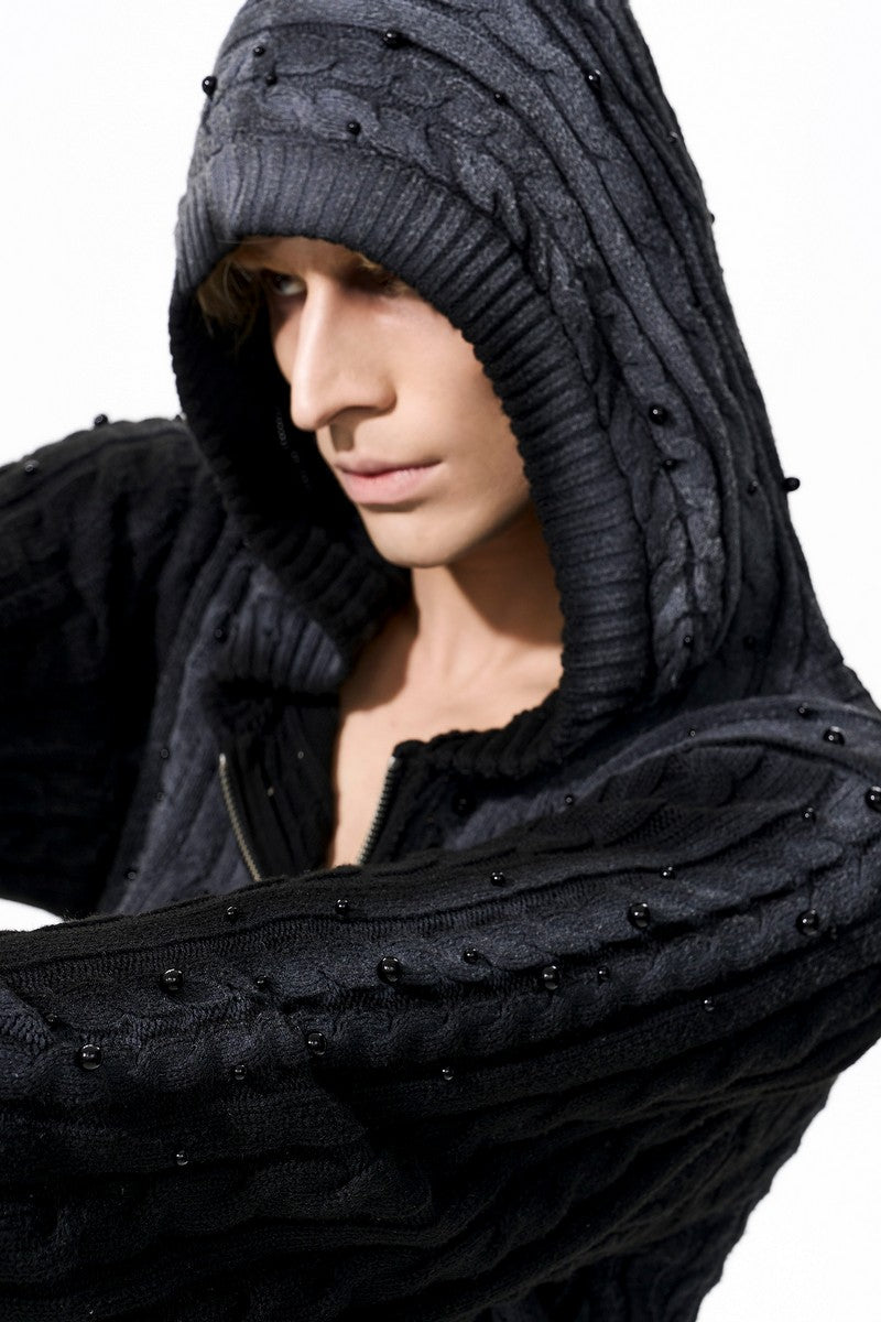 Fitted Gradient Cable Knit Cardigan