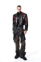 Cropped Stand Collar Leather Jacket