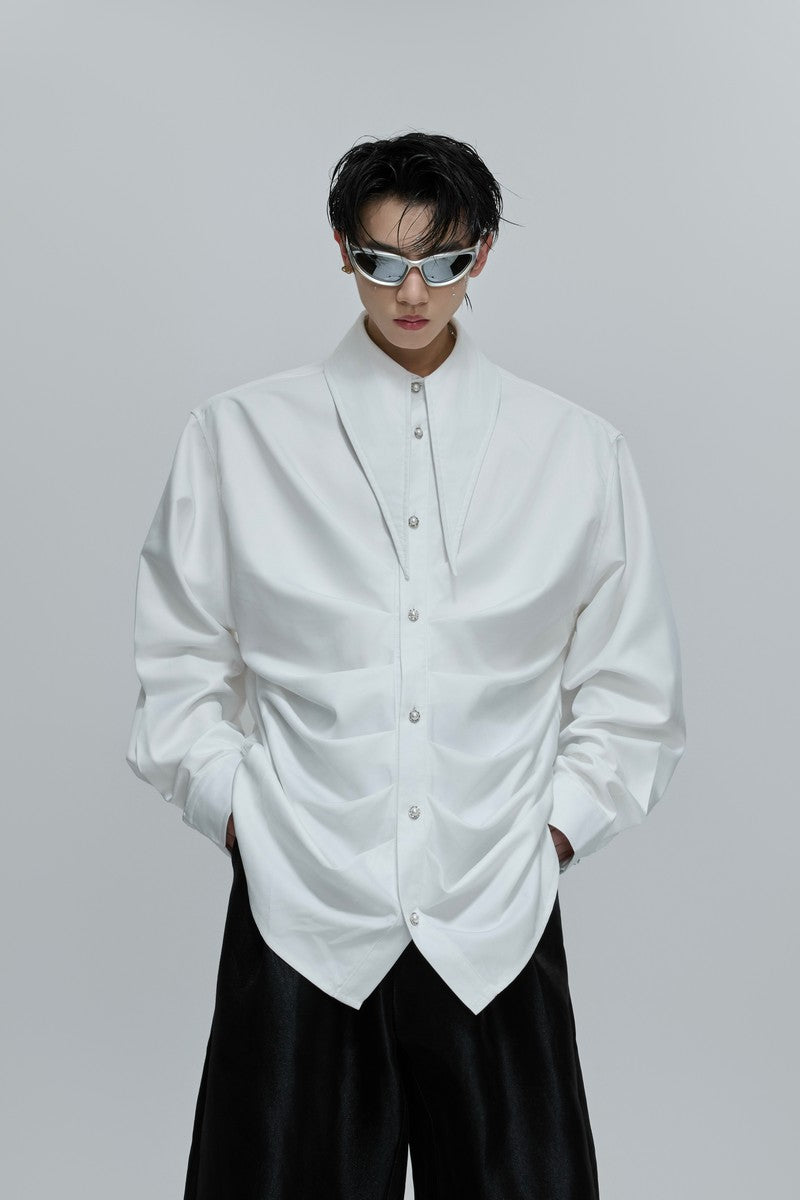 Ruched Scarf Collar Blouse