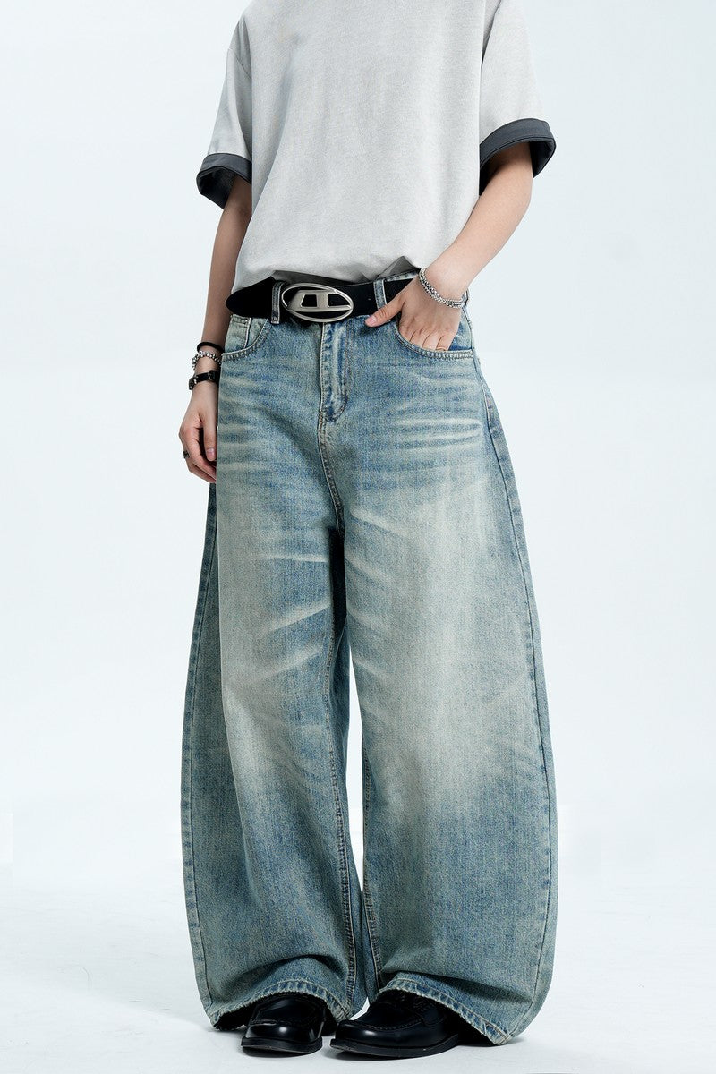 Washed Whisker Blue Jeans