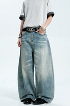 Washed Whisker Blue Jeans