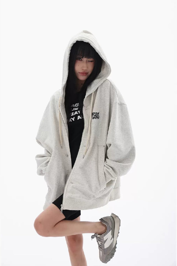 Abstract Logo Loose Hoodie