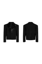 Pearl Trim PU Leather Blazer