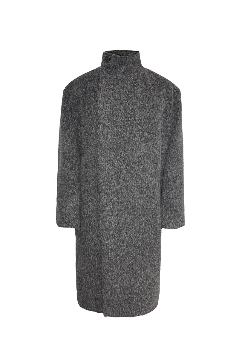 Pleated Cocoon Wool Overcoat