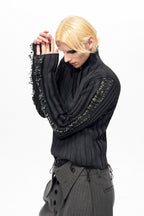 Distressed Pin Detail Knit Sweater