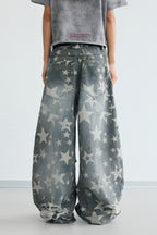 Star Distressed Wide Jeans