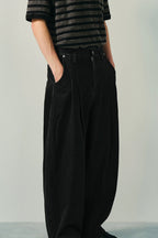 13.5oz Japanese Wide-Leg Pleated Jeans