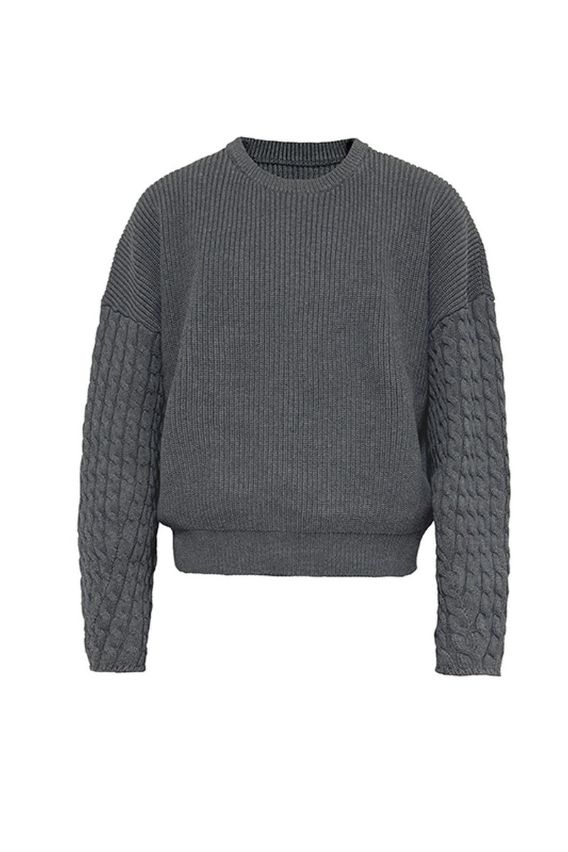 Cable Sleeve Cotton Sweater