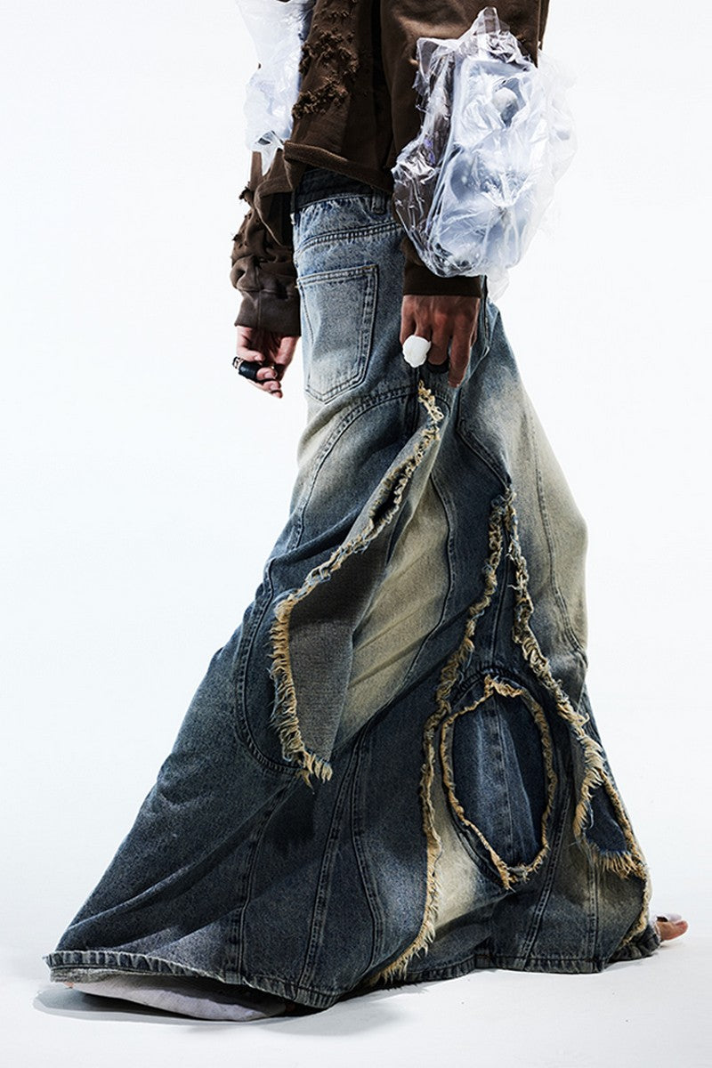 Washed Monkey Denim Skirt
