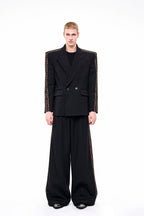 Striped Padded Shoulder Blazer