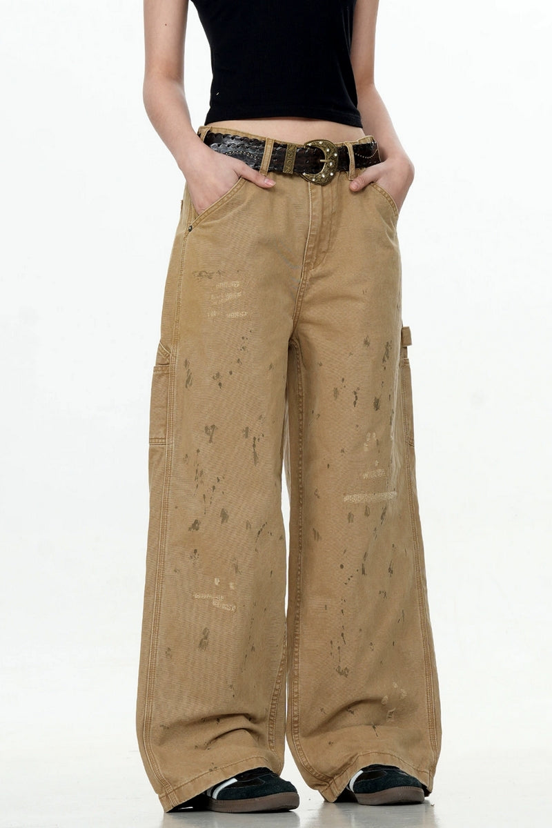 Paint Splatter Straight Cargo Pants