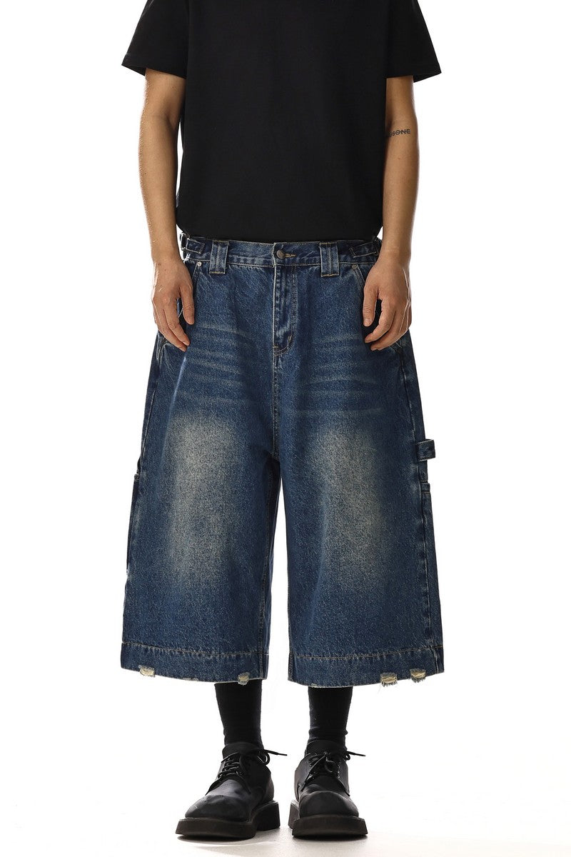 Washed Blue Cargo Shorts