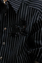 Striped Sequin Embroidered Linen Shirt