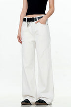 White Straight-Leg Jeans