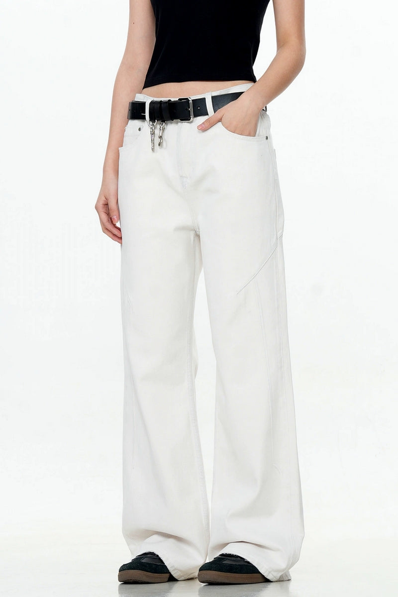 White Straight-Leg Jeans
