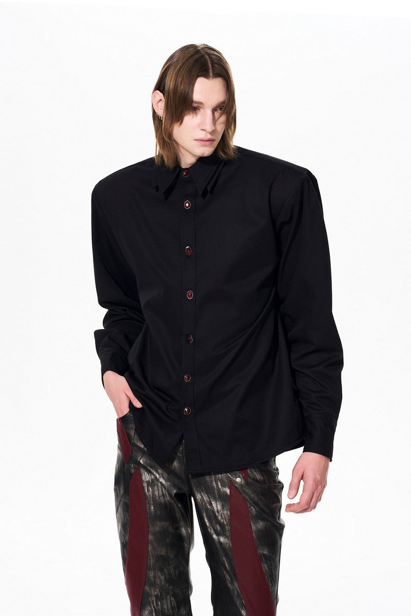 Double Collar Padded Dress Shirt