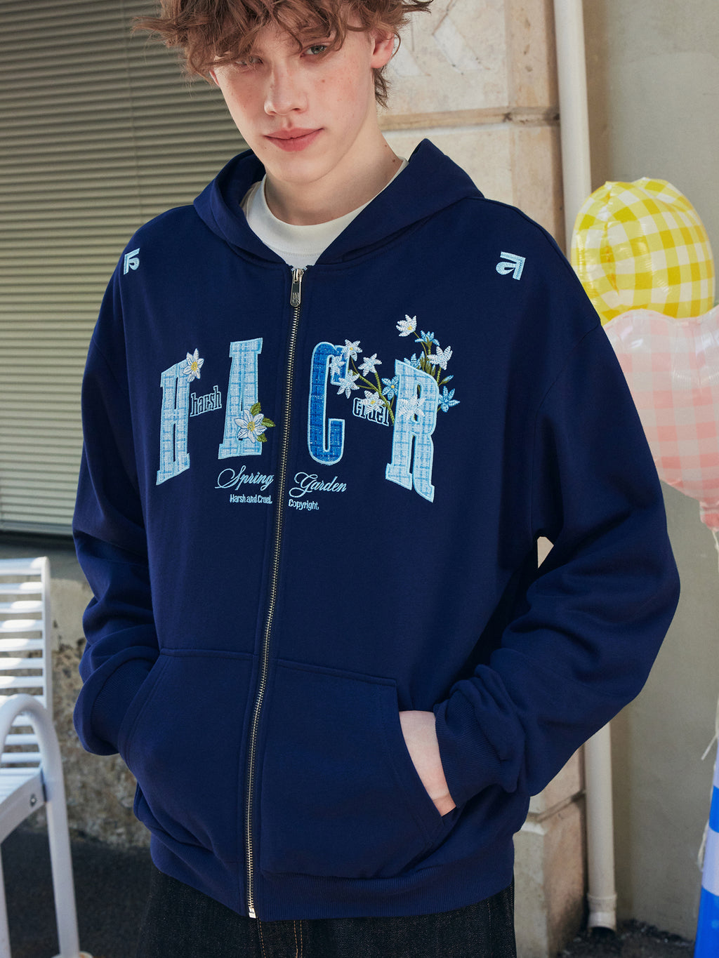 Flower Patchwork Zip Hoodie