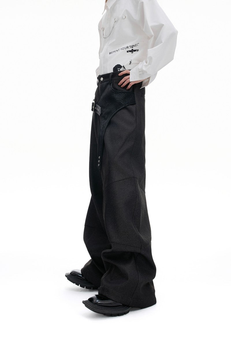 Croc Trim Straight Trousers