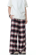 Plaid Relaxed Drawstring Trousers