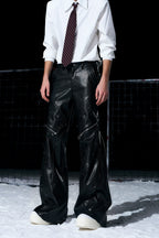 Snakeskin Flared Leather Pants