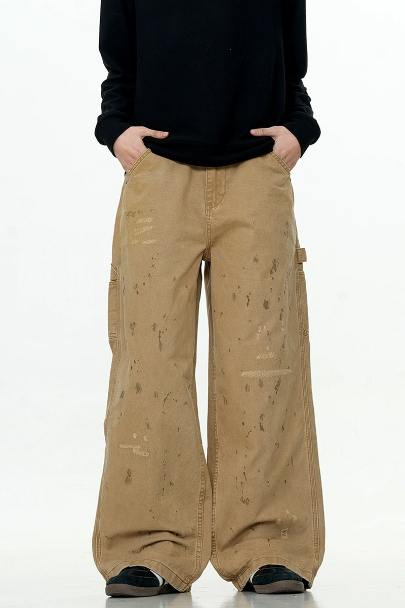 Paint Splatter Straight Cargo Pants